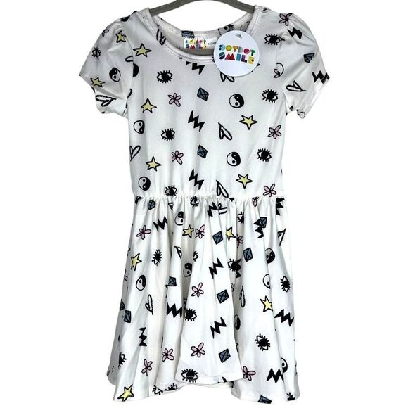 NEW Dot Dot Smile Yin Yang Stars Floral Cap Sleeve Dress 12-24M - Picture 1 of 6